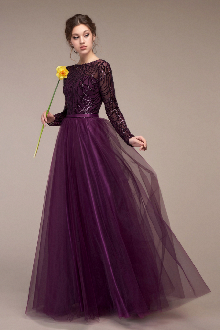 Женские фиолетовые платья на выпускной